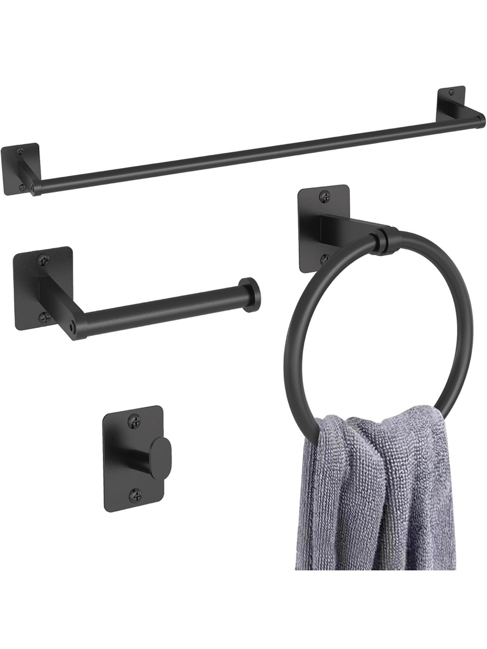 NWOT Black Aluminum Towel Hooks/Rods